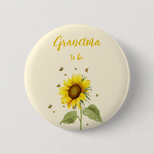 Watercolor Sunflower & Butterflies Grandma-to-be 6 Cm Round Badge