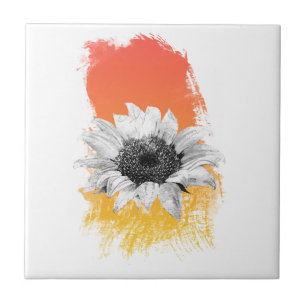 Watercolor Sunflower Ceramic Tile