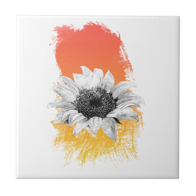 Watercolor Sunflower  Ceramic Tile (Front)