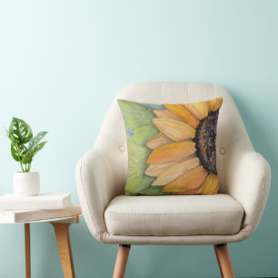 Watercolor Sunflower Cushion