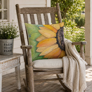 Watercolor Sunflower Cushion