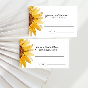 Watercolor sunflower Date night ideas Date jar Enclosure Card
