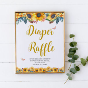 Watercolor Sunflower Diaper Raffle Sign