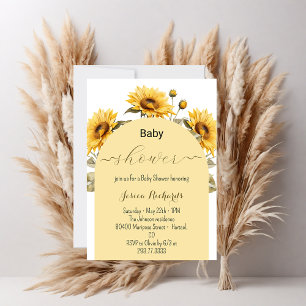 Watercolor Sunflower Elegant Baby Shower Invitation