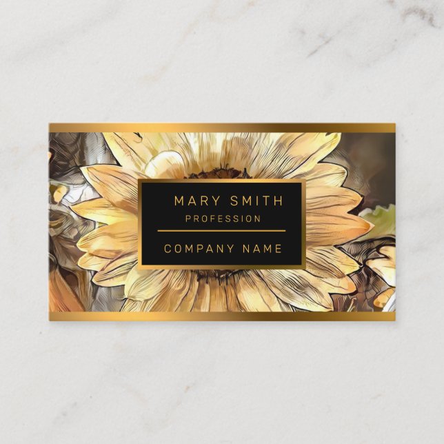 Watercolor Sunflower Elegant Collection Business Card (Front)