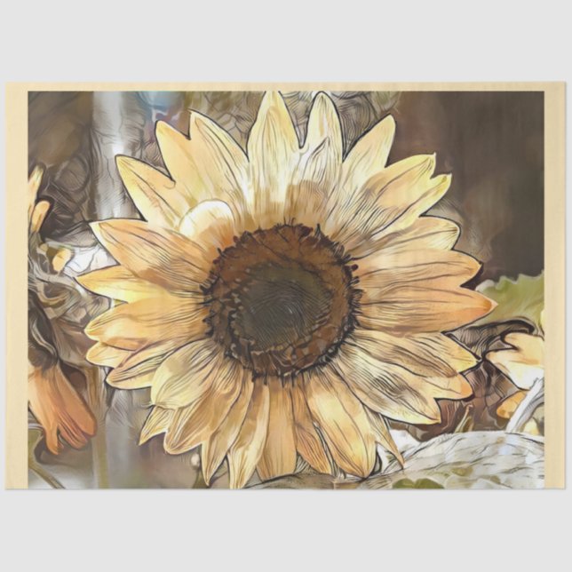 Watercolor Sunflower Elegant Collection Tissue Paper (Front)