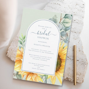 Watercolor Sunflower Eucalyptus Bridal Shower Invi Invitation