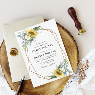 watercolor sunflower eucalyptus bridal shower invitation