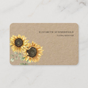 Watercolor Sunflower Eucalyptus Florist Business Card