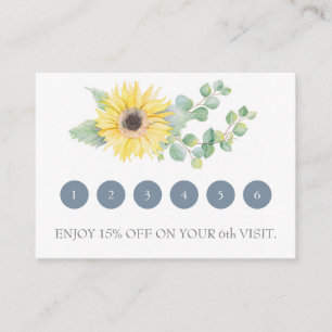 Watercolor Sunflower Eucalyptus Loyalty Card