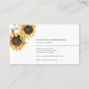 Watercolor Sunflower Eucalyptus Professional Business Card