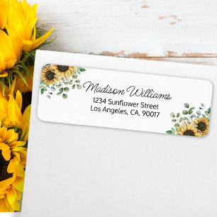 Watercolor Sunflower Eucalyptus Return Address Label