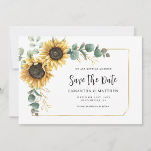 Watercolor Sunflower Eucalyptus Wedding Save The Date
