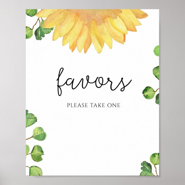 Watercolor sunflower favours please take one  poster (Front)
