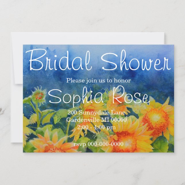 Watercolor sunflower fields bridal shower  invitation (Front)