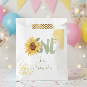 Watercolor sunflower first Birthday Favour Bag