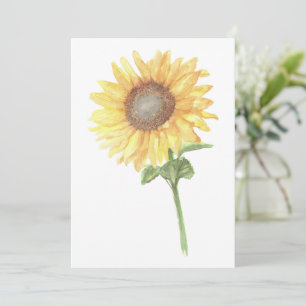 Watercolor Sunflower Flat Note Card
