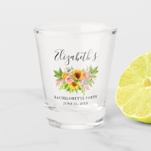 Watercolor Sunflower Floral Bachelorette Party Shot Glass