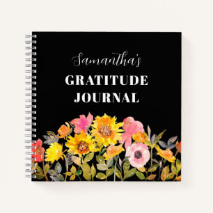 Watercolor Sunflower Floral Gratiitude Notebook