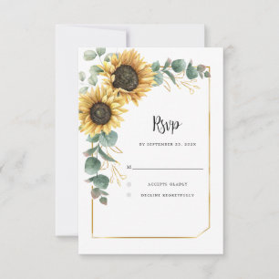 Watercolor Sunflower Floral Wedding RSVP Card