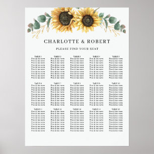 Watercolor Sunflower Floral Wedding Seating Chart