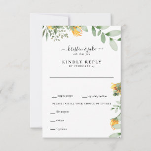 Watercolor Sunflower & Foliage Wedding RSVP