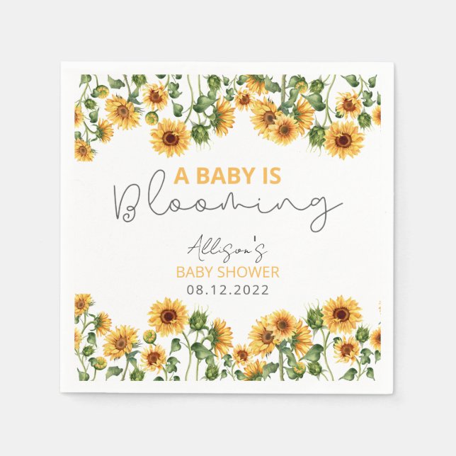 Watercolor Sunflower Garden Floral Neutral Gender Napkin (Front)