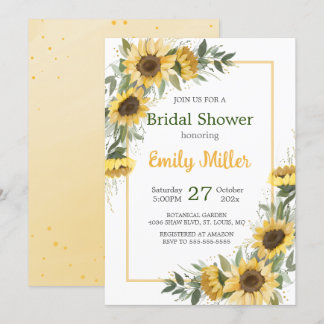 Watercolor Sunflower Greenery Bridal Shower  Invitation