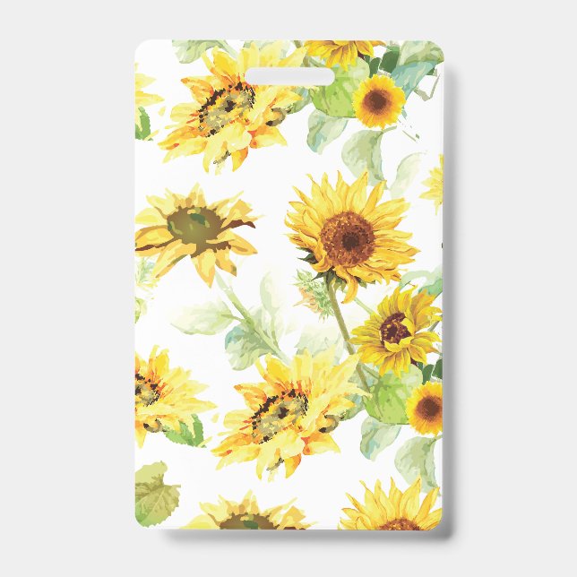 Watercolor Sunflower ID Badge (Front)