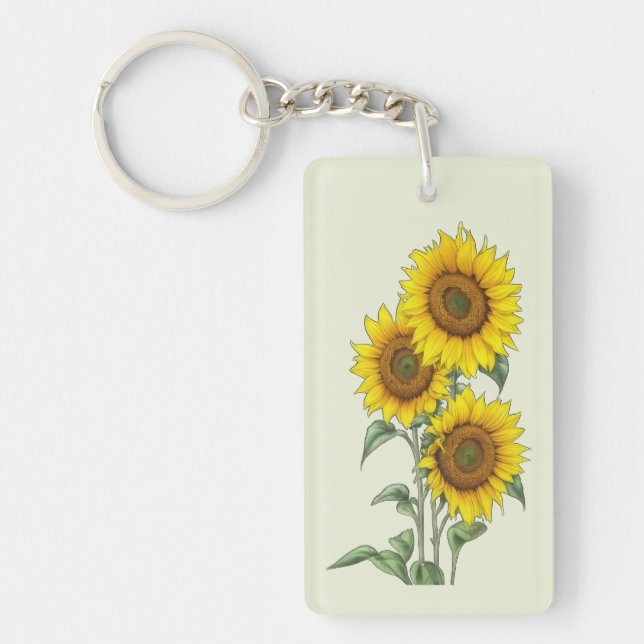 Watercolor Sunflower  Key Ring (Front)