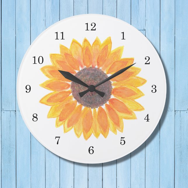 Watercolor Sunflower Large Clock (Creator Uploaded)