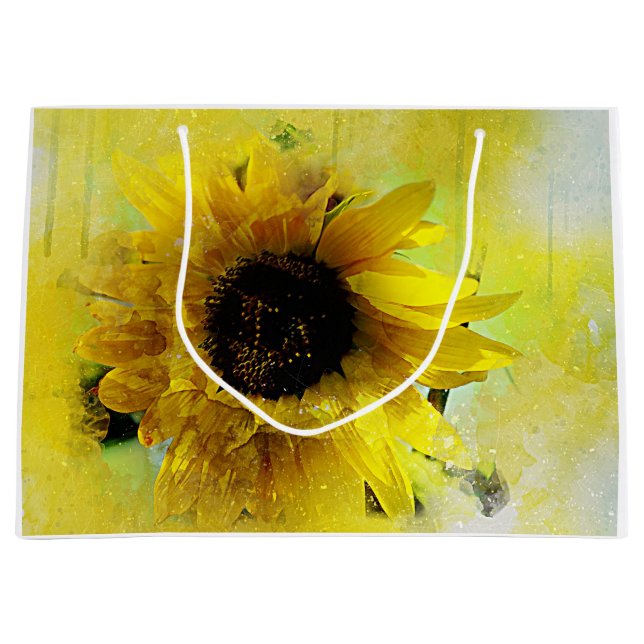 Watercolor Sunflower Large Gift Bag (Front)