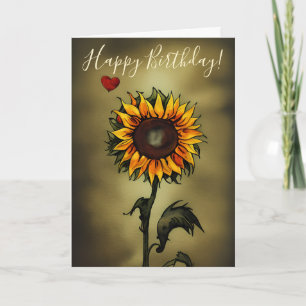 Watercolor Sunflower Love Flower Birthday Card