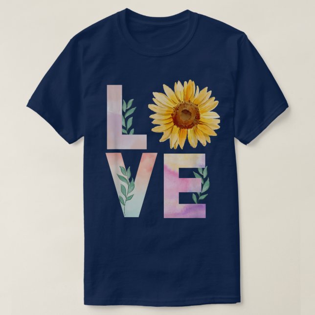 Watercolor Sunflower Lovers  T-Shirt (Design Front)
