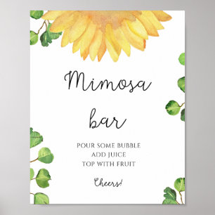 Watercolor sunflower mimosa bar  poster