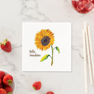 Watercolor Sunflower Napkin