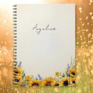 Watercolor Sunflower Notebook