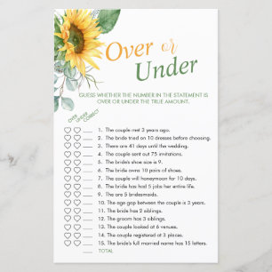 Watercolor Sunflower Over Or Under Shower Game