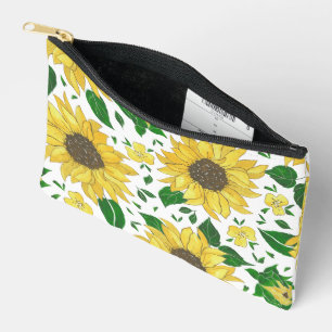 Watercolor Sunflower Pattern Accessory Pouch