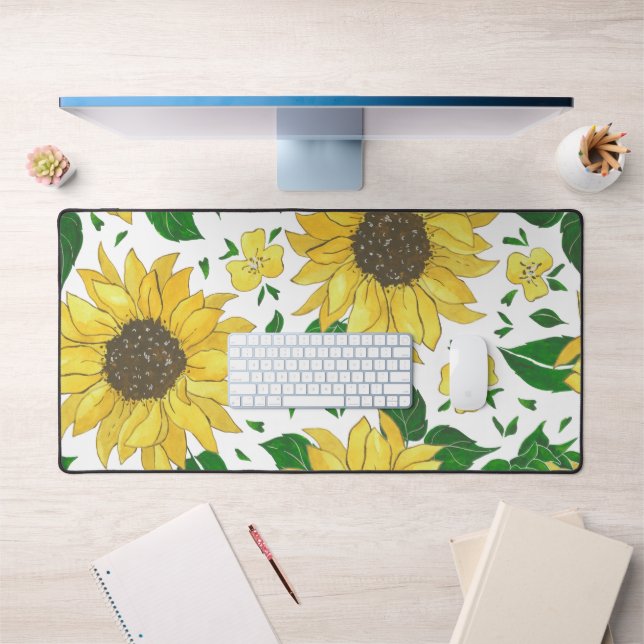 Watercolor Sunflower Pattern  Desk Mat (Office 1)