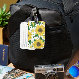 Watercolor Sunflower Pattern  Luggage Tag