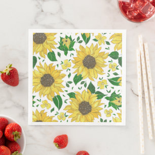 Watercolor Sunflower Pattern Napkin