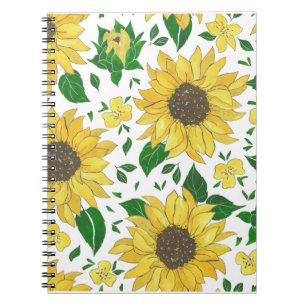 Watercolor Sunflower Pattern Notebook