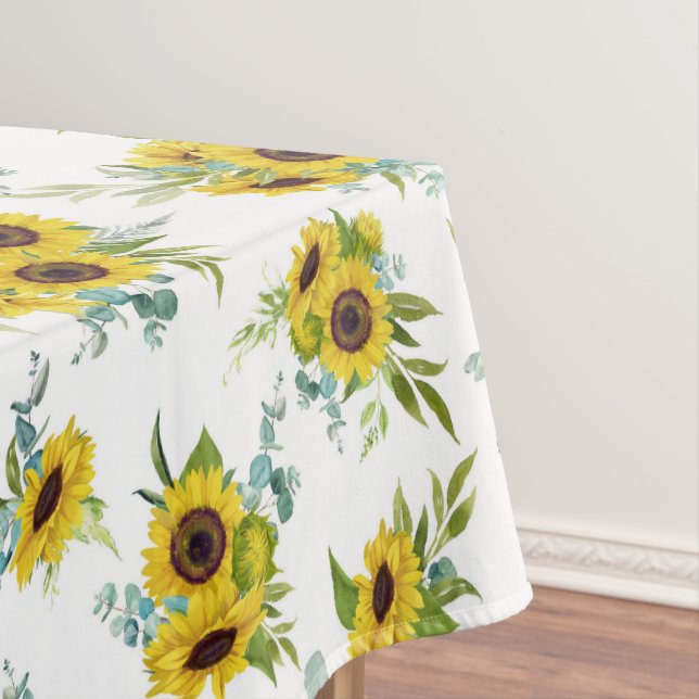 Watercolor Sunflower Pattern  Tablecloth (In Situ)