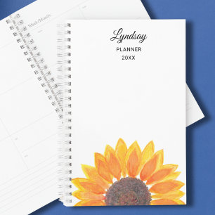 Watercolor Sunflower Personalised Planner