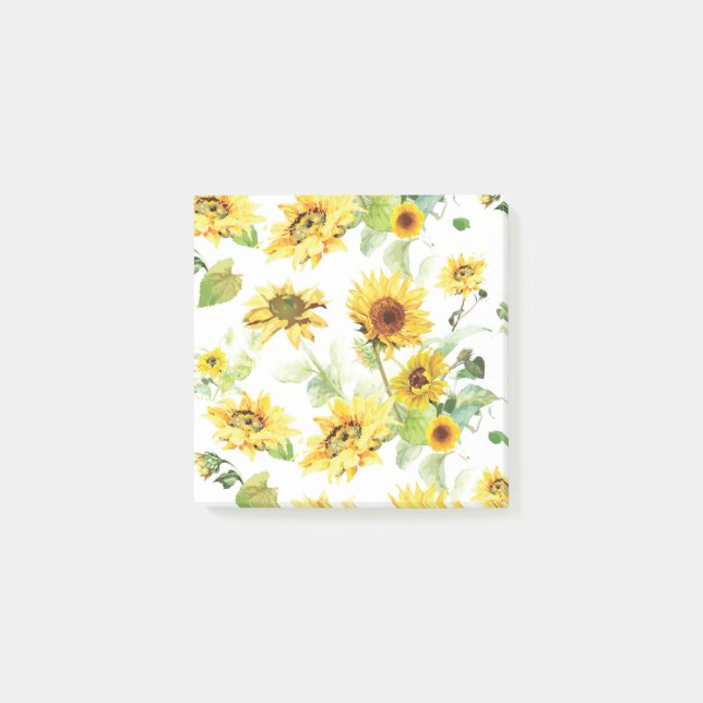 Watercolor Sunflower Post-it Notes (Front)