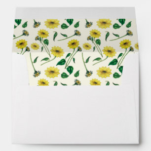 Watercolor Sunflower Print Envelope