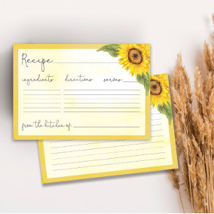 Watercolor sunflower recipe card