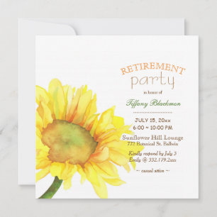 Watercolor Sunflower Retirement Party Invitation