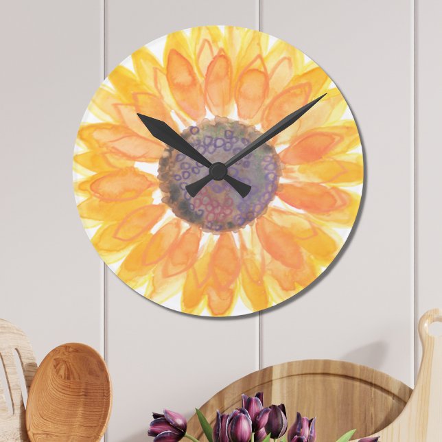Watercolor Sunflower Round Clock (Creator Uploaded)